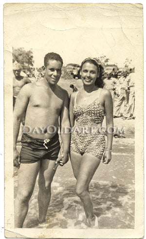 Lena Horne in a Red & Gold Swimsuit