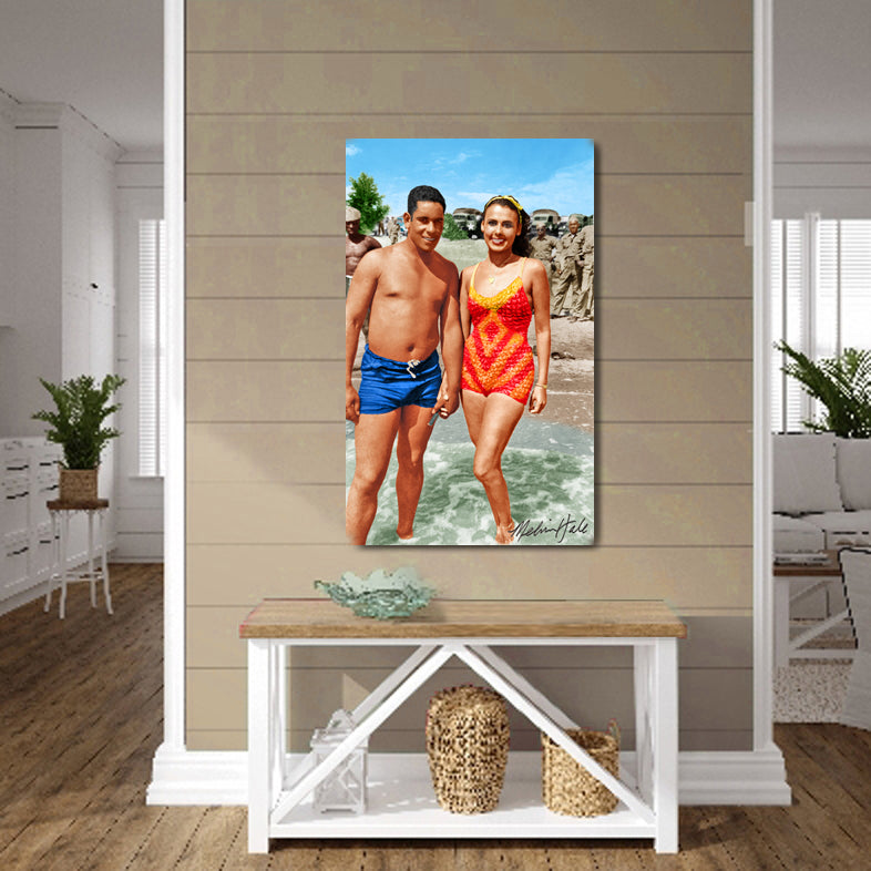 Lena Horne in a Red & Gold Swimsuit